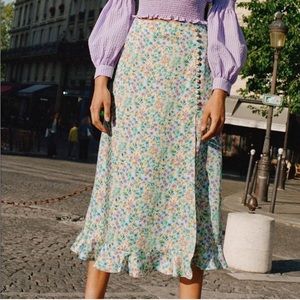 Zara floral midi skirt